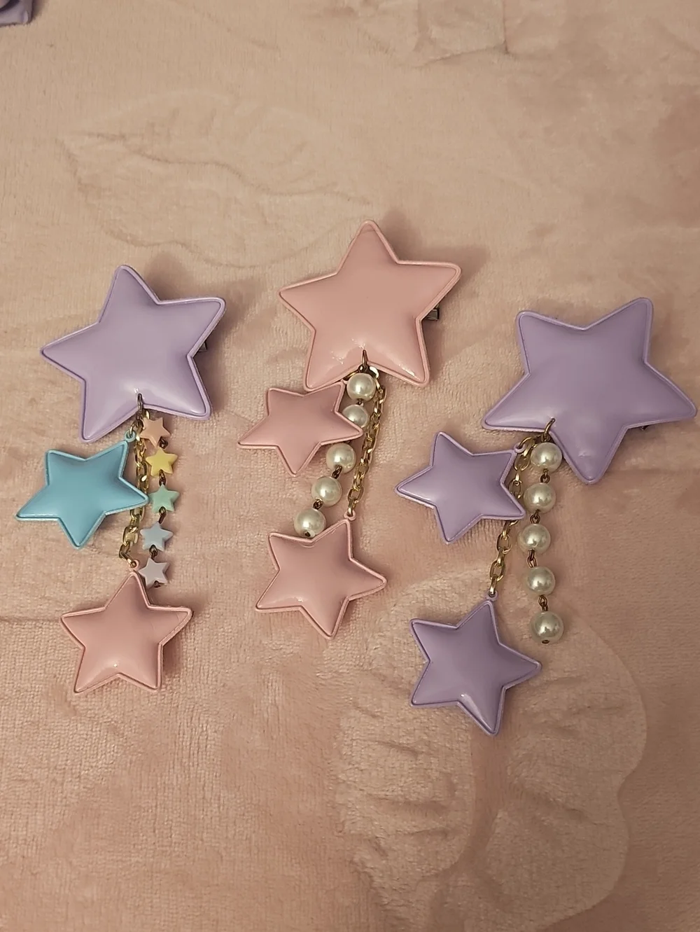Pastel Star Dangle Hair Clips - Lavender, Pink, Blue